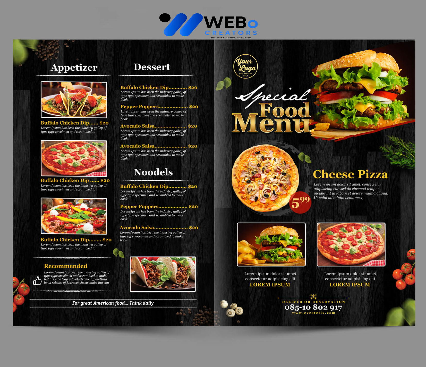 Modern restaurant menu design Fort Worth ,TX 2026 café menu layout food branding design services